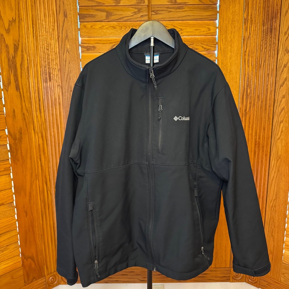 Columbia Mens Ascender Softshell Jacket Black Full Zip Fleece Lined XL